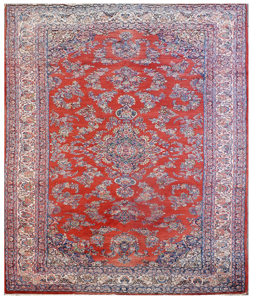 Appraisal: ORIENTAL RUG KAZVIN ' x ' Elaborate central medallion with