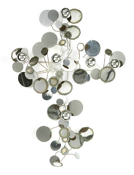 Appraisal: A Curtis Jer silvered-metal wall sculpture Raindrops s dimensions in