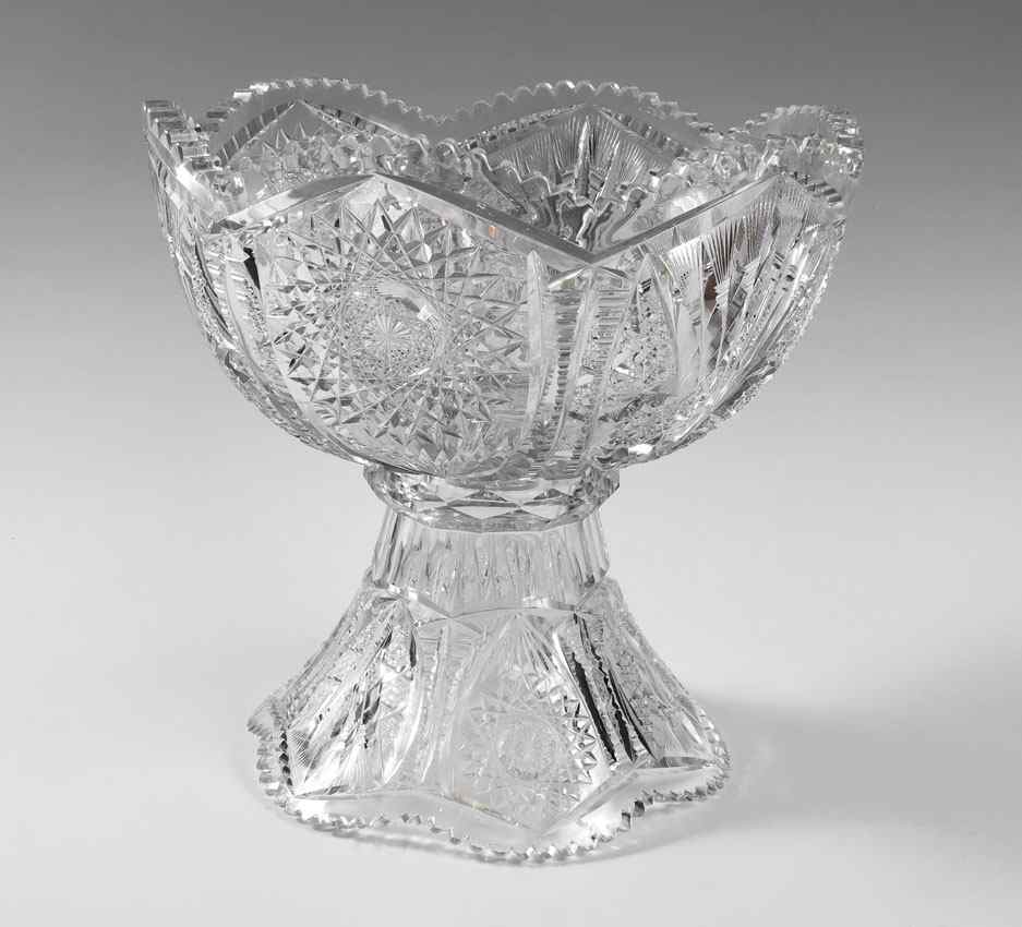 Appraisal: PERIOD AMERICAN BRILLIANT CUT GLASS PUNCH BOWL STAND Bowl ''