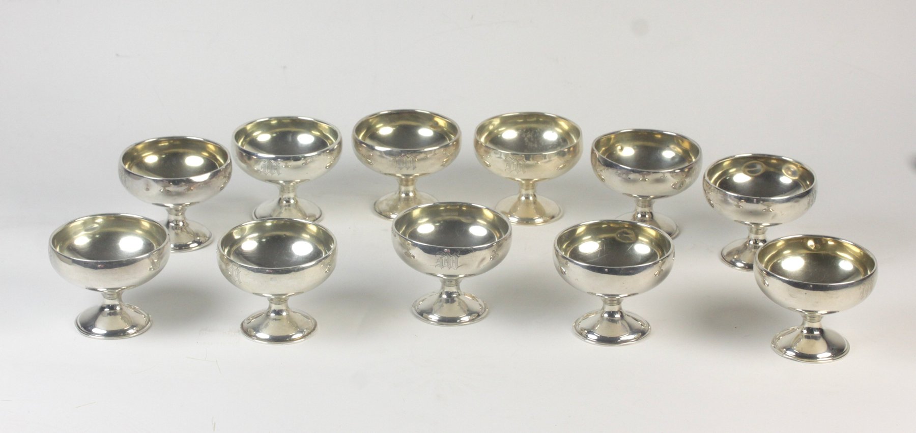 Appraisal: Eleven American silver sundae dishes marked sterling each of circular