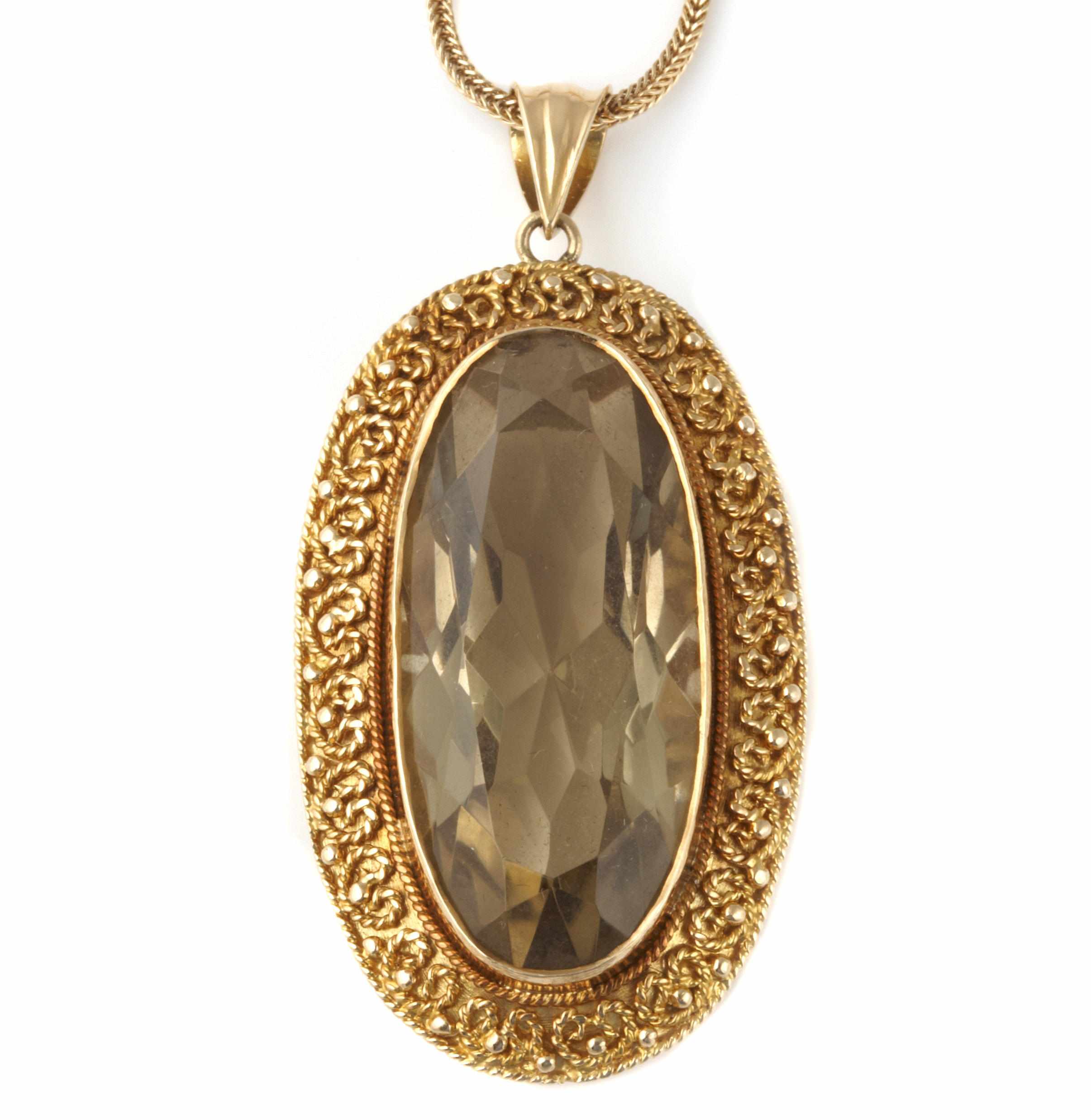 Appraisal: Property of various owners A citrine and gold pendant with