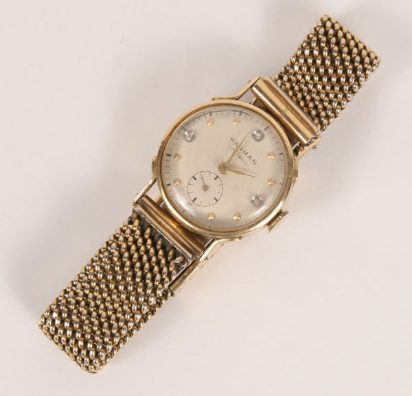 Appraisal: Vintage Harman K Gold and diamond watch Jewels and second