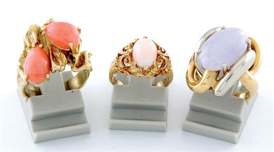 Appraisal: Quartz rings two set with pink quartz the other white