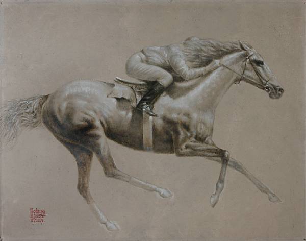 Appraisal: Rodney Robert Stone th century Jockey and Racehorse signed 'Rodney