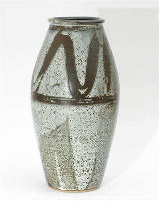 Appraisal: A Muchelney Pottery stoneware vase by John Leach swollen cylindrical