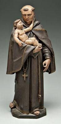 Appraisal: th century Spanish Colonial figure Franciscan monk with Christ child