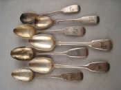 Appraisal: Irish fiddle pattern silver A pair of egg spoons Dublin