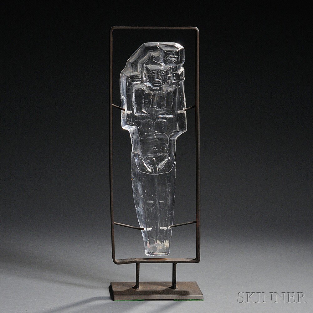 Appraisal: Erik H glund for Boda Glass Sculpture Art glass metal