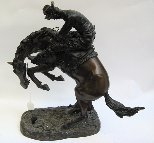 Appraisal: AFTER FREDERIC REMINGTON bronze figure Rattle snake Brown patination Height