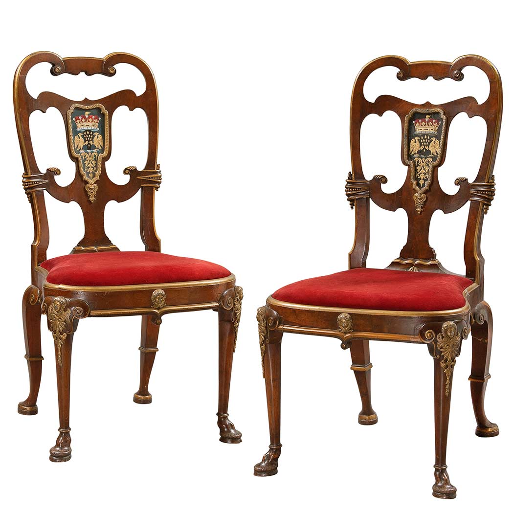 Appraisal: Pair of George II Style Painted and Parcel Gilt Mahogany