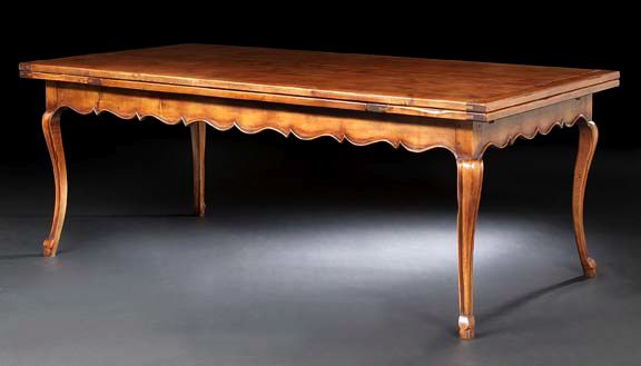 Appraisal: Provincial Louis XV-Style Fruitwood Draw-End Table the rectangular top with