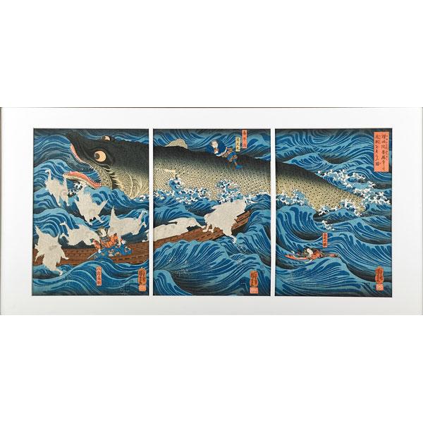 Appraisal: AFTER UTAGAWA KUNIYOSHI Japanese - Tametomo rescued by Tengus from