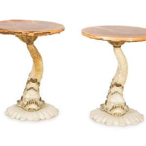 Appraisal: A Pair of Dolphin Form Side Tables th Century with