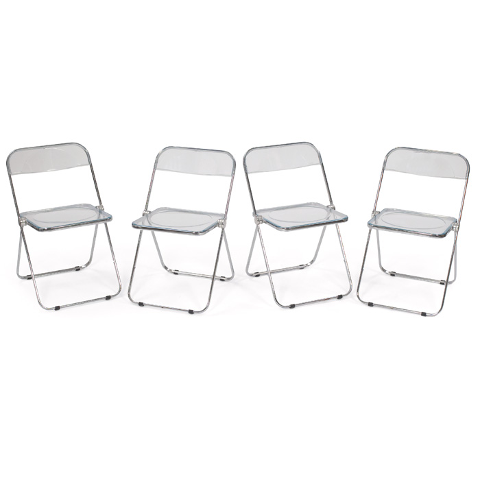 Appraisal: Giancarlo Piretti Plia folding chairs four by Castelli Italy molded