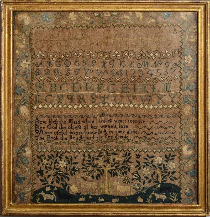 Appraisal: AMERICAN NEEDLEWORK SAMPLER Sally Baireit born after of years x