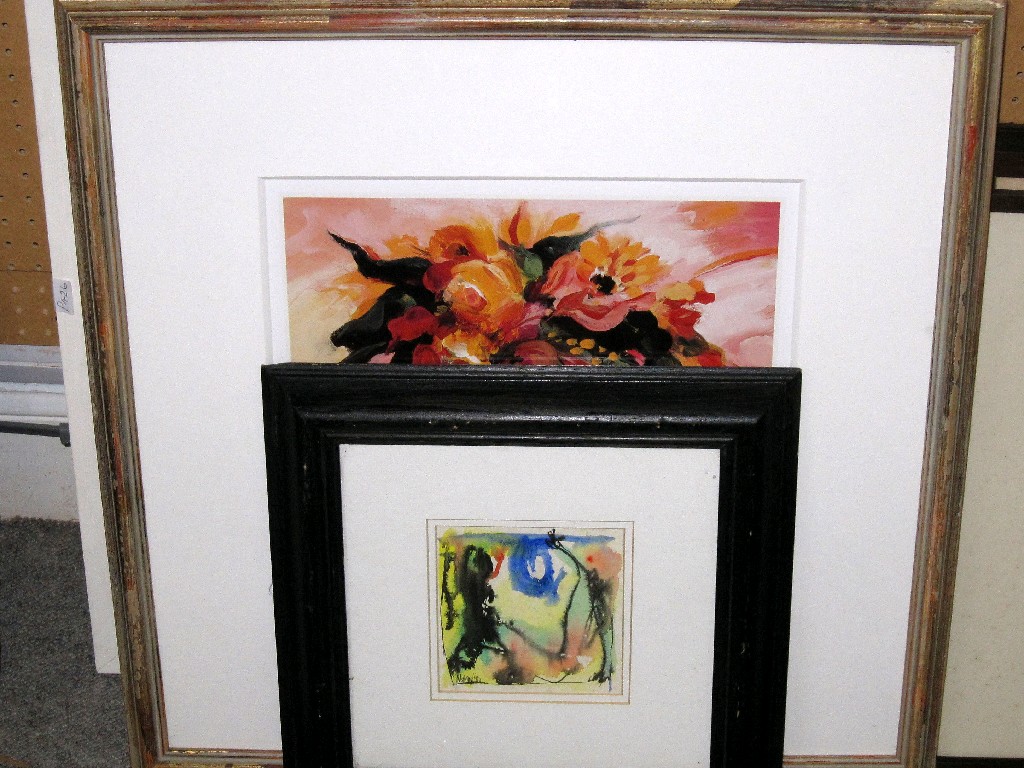 Appraisal: Lot comprising a watercolour a reproduction print and two oils