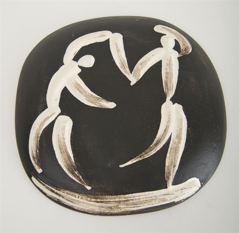 Appraisal: ATTRIBUTED TO PABLO PICASSO - DANSEUSES Ceramic wall plaque with