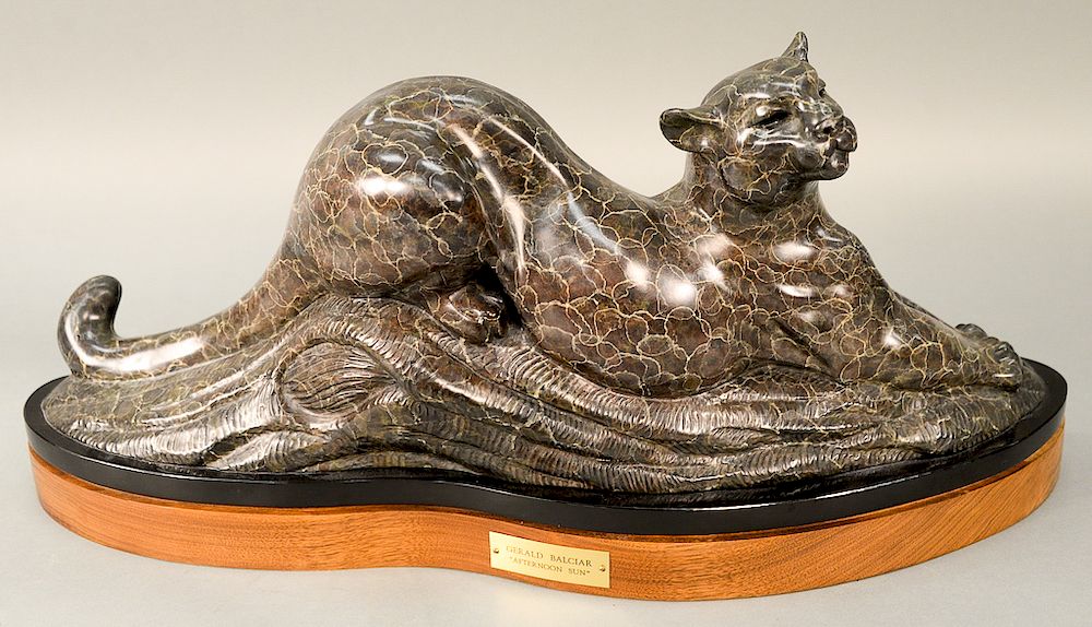 Appraisal: Gerald Balciar b bronze with grey patina Afternoon Sun cougar