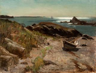 Appraisal: Willard Leroy Metcalf - Dory and Lobster Traps signed W