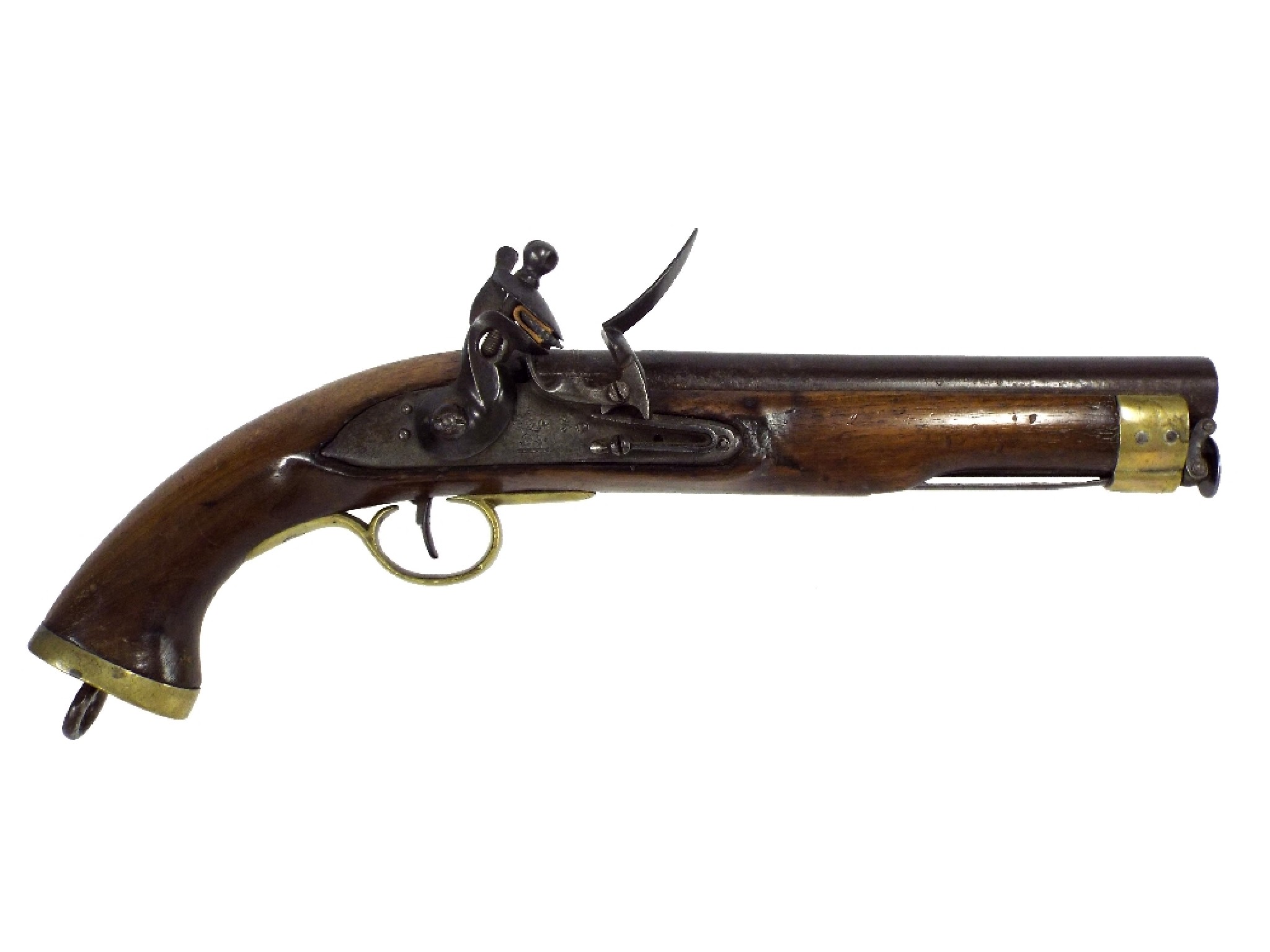 Appraisal: Early th century flintlock pistol engraved with a rampant lion