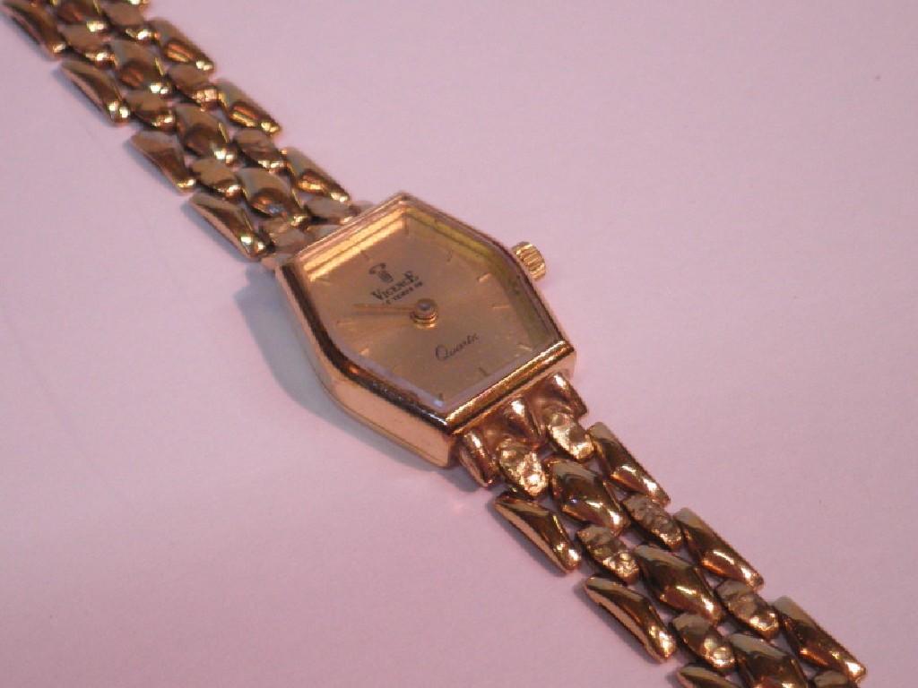 Appraisal: A Vicence ct gold cased ladies wristwatch on unmarked bracelet