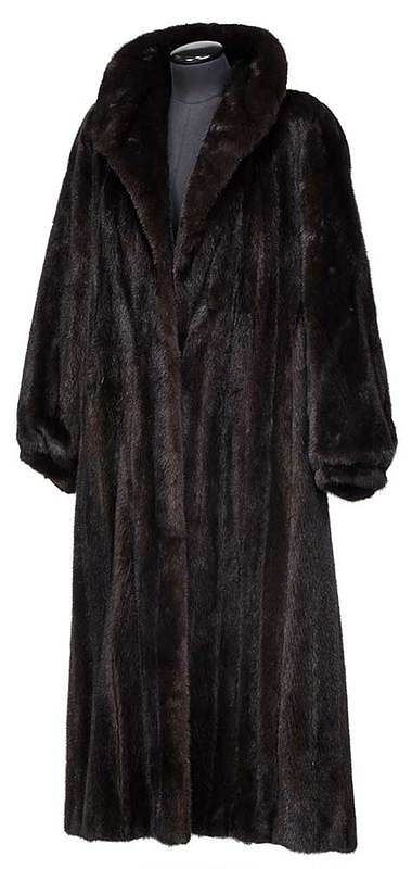 Appraisal: Mahogany Full Length Mink Coat th century black satin lining