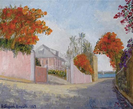 Appraisal: Hildegarde Hume Hamilton Virginia Florida - SOUTHERN STREET SCENEoil on