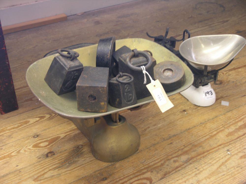 Appraisal: An Avery weighing scale on ceramic base and an Edwardian