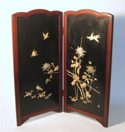 Appraisal: Japanese two panel bone and lacquer screenearly th century