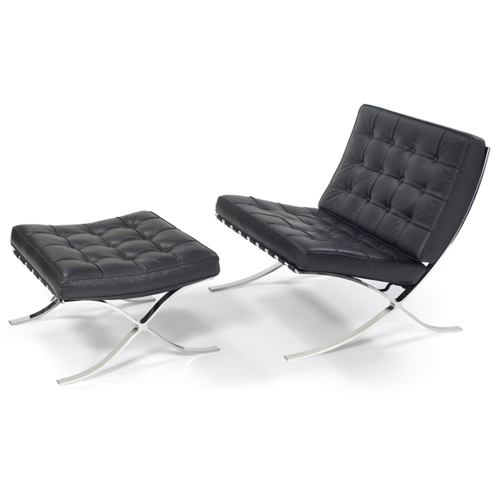 Appraisal: Miles van der Rohe Barcelona chair and ottoman by Funzionalismo