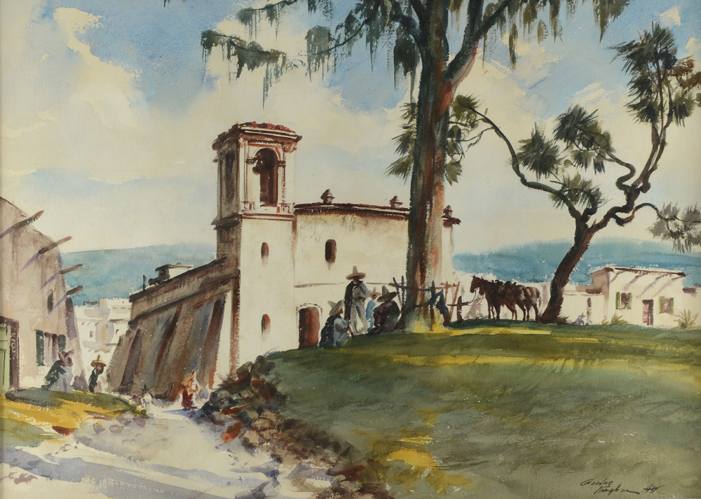 Appraisal: KINGHAN Charles American - Outskirts of A Mexican Village Watercolor