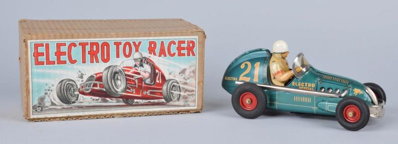 Appraisal: Japanese Tin Litho Electro Racecar Toy Battery-operated Includes very scarce