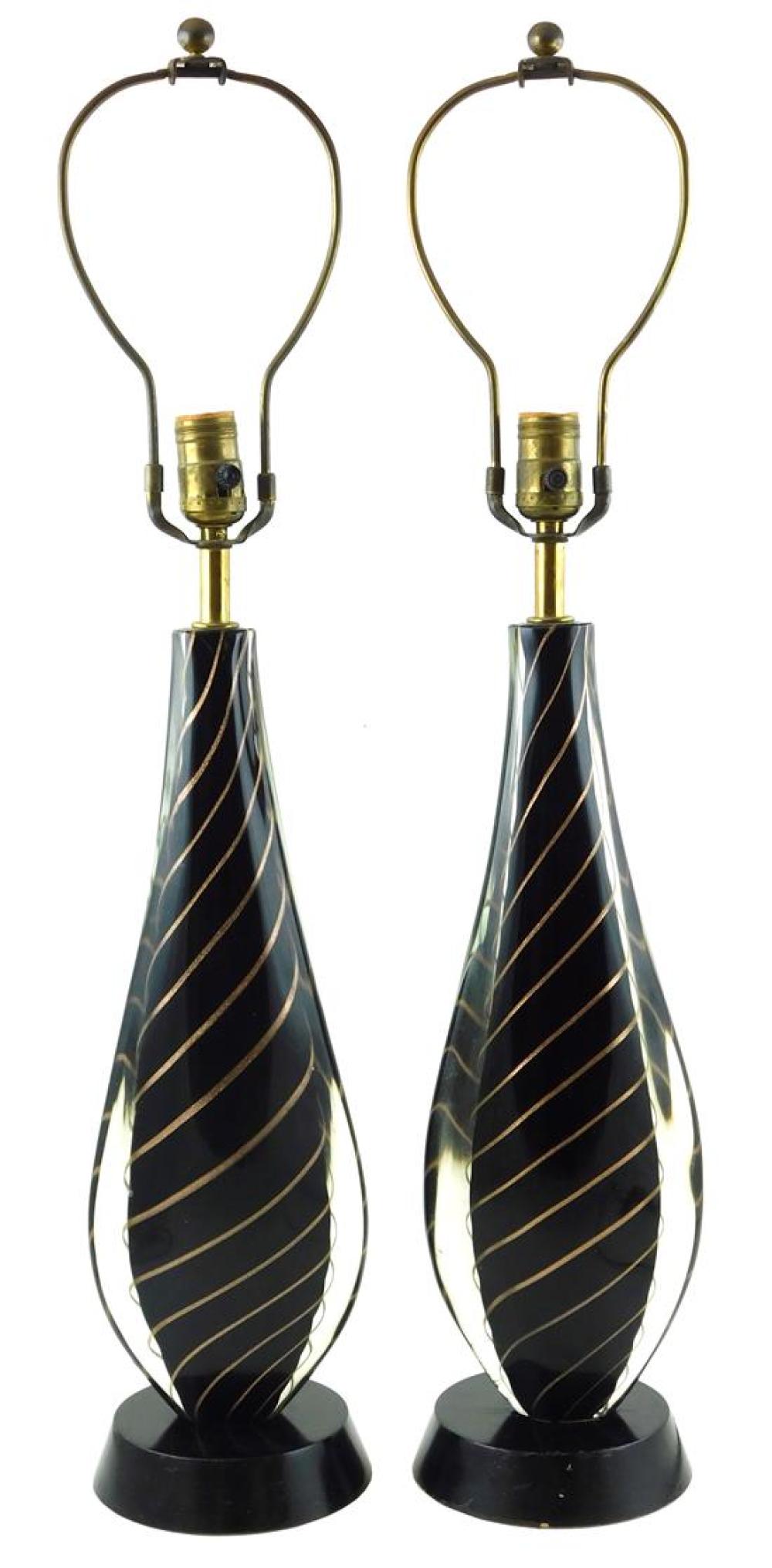 Appraisal: Pair of Italian table lamps with Murano glass base teardrop