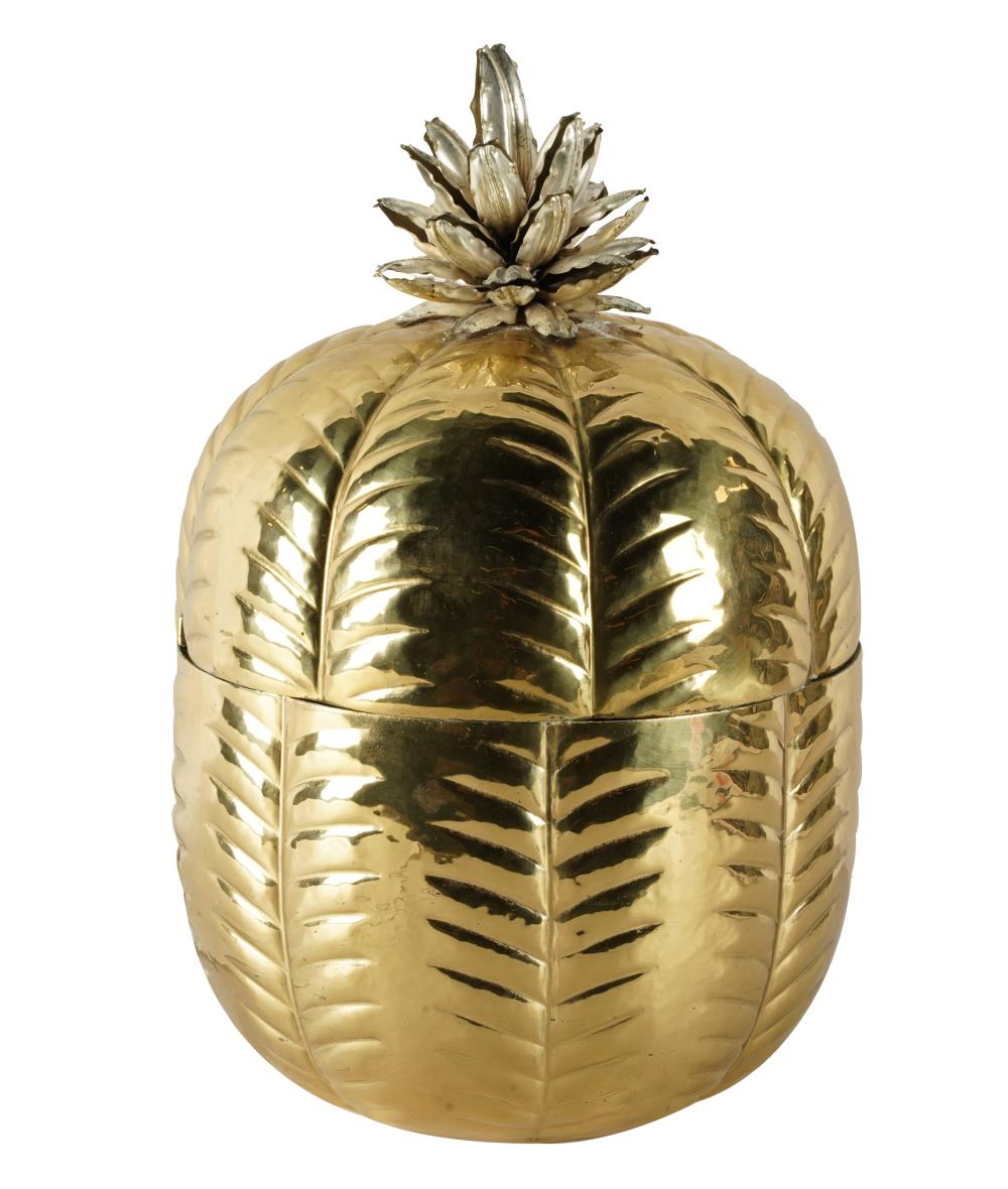 Appraisal: ITALIAN BRASS PINEAPPLE-FORM ICE BUCKETmarked 'Lavorazione a Mano' 'HR' and