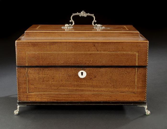 Appraisal: Imposing Edwardian Silverplate-Mounted and Inlaid Mahogany Jewel Casket first quarter