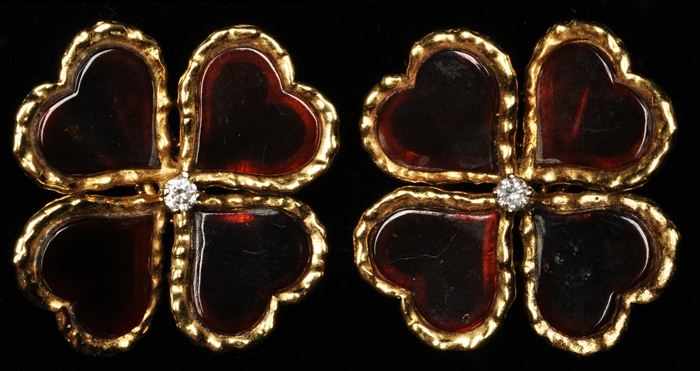 Appraisal: PAIR OF CLOVER LEAF EARRINGS Unmarked approx in