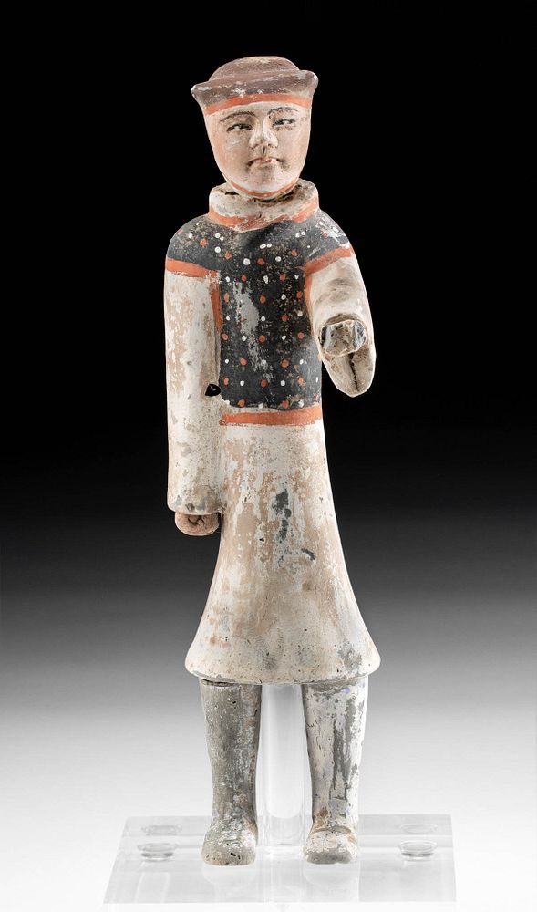 Appraisal: Chinese Han Dynasty Polychrome Groom Figure East Asia China Han