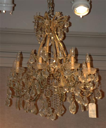 Appraisal: Louis XV Style Beaded and Cut Glass Eight-Light Chandelier Estimate