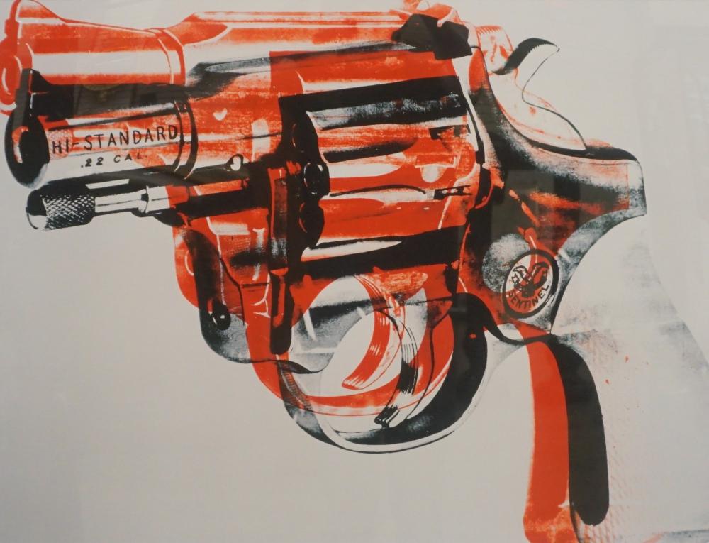 Appraisal: After Andy Warhol Warhol's Gun Reproduction Color Print Frame x