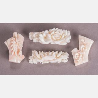 Appraisal: A Group of Four Chinese Carved Coral Brooches A Group