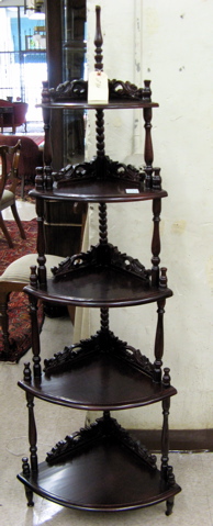 Appraisal: MAHOGANY PEDESTAL AND CORNER WHAT-NOT STAND The pedestal has a