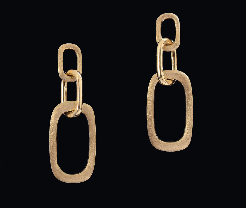 Appraisal: MARCO BICEGO MURANO LINK EARRINGS K yellow gold hand brushed