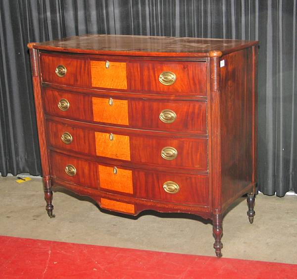 Appraisal: A Federal mahogany and bird's eye maple chest of drawers