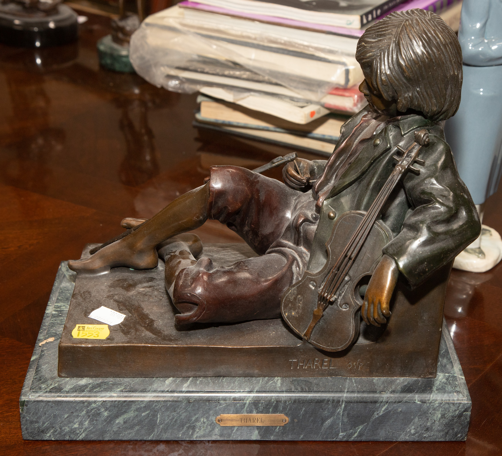 Appraisal: REPRODUCTION BRONZE BY THREL BOY WITH VIOLIN in H in