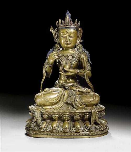 Appraisal: LARGE BODHISATTVA Sino-Tibetan th th century H cm Originally gilt