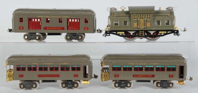 Appraisal: Lionel No E Standard Gauge Passenger Set Description Pre-war Set