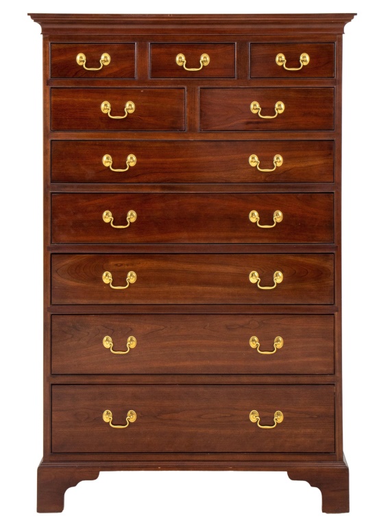 Appraisal: LEOPOLD STICKLEY CHERRY WOOD CHEST OF DRAWERS Chippendale style cherry