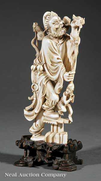 Appraisal: A Chinese Carved Ivory Figure of the Demon Queller Zhong