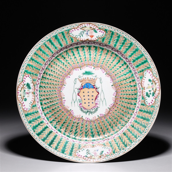 Appraisal: Chinese famille verte enameled porcelain charger with gilt detail and