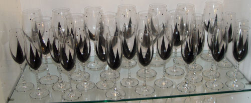 Appraisal: ROSENTHAL BLACK DECORATED DI VINO STEMWARE pieces to include fluted